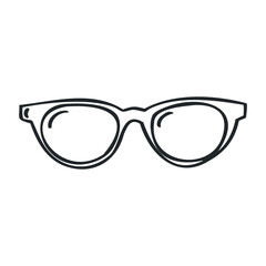 Fototapeta premium Simple outline of vintage eyeglasses with cat-eye shape and thick frames – stock vector icon in line drawing style
