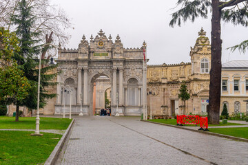 Entrance Gate of Dolmabahce Palace. Dolmabahce is the largest palace in Turkey