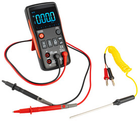 Universal DC and AC tester. On a white background.