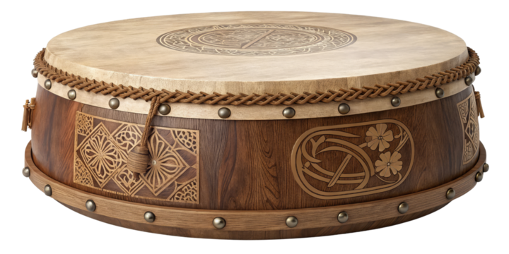 3D Render of Celtic Bodhr?n Drum, Isolated on Transparent Background, Irish Music Instrument, Bodhr?n, Celtic Drum, Musical Instrument