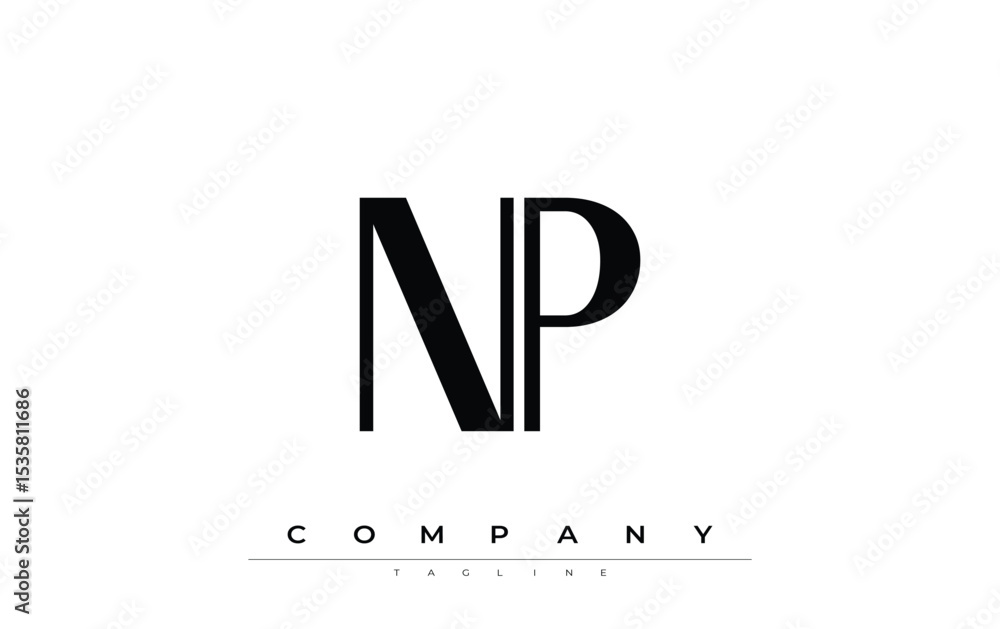 Fototapete np modern initials logo design. branding logo with stylized initials showcasing bold design and mode