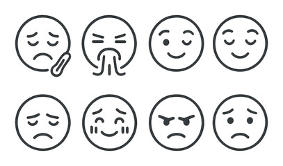 Emotional icons set – silhouette, expressions and mood symbols for communication