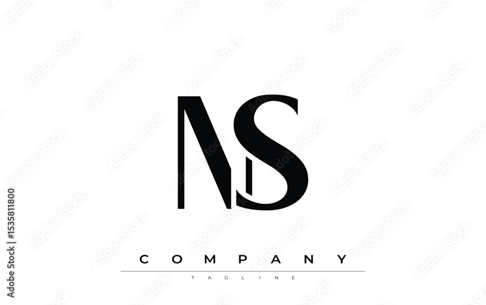 Fototapete ns modern initials logo design. branding logo with stylized initials showcasing bold design and mode