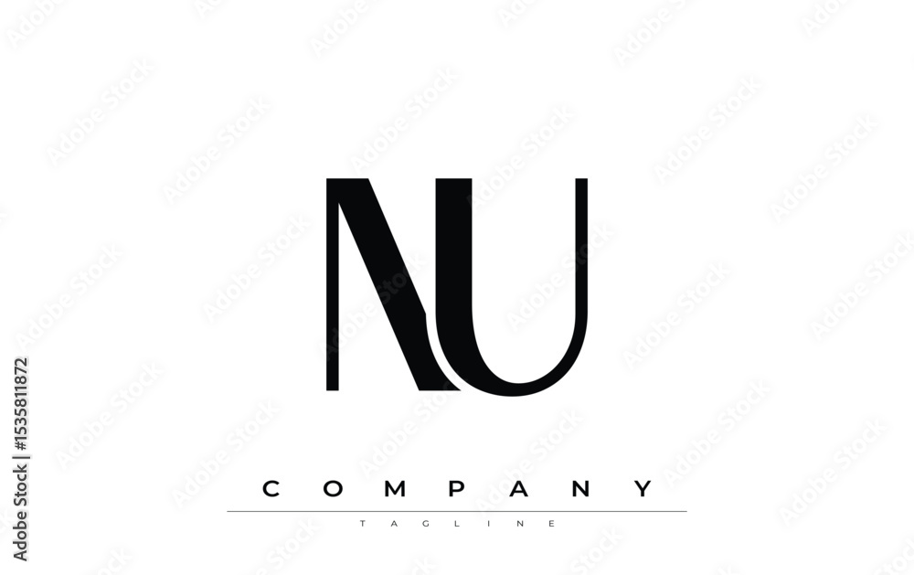 Fototapete nu modern initials logo design. branding logo with stylized initials showcasing bold design and mode