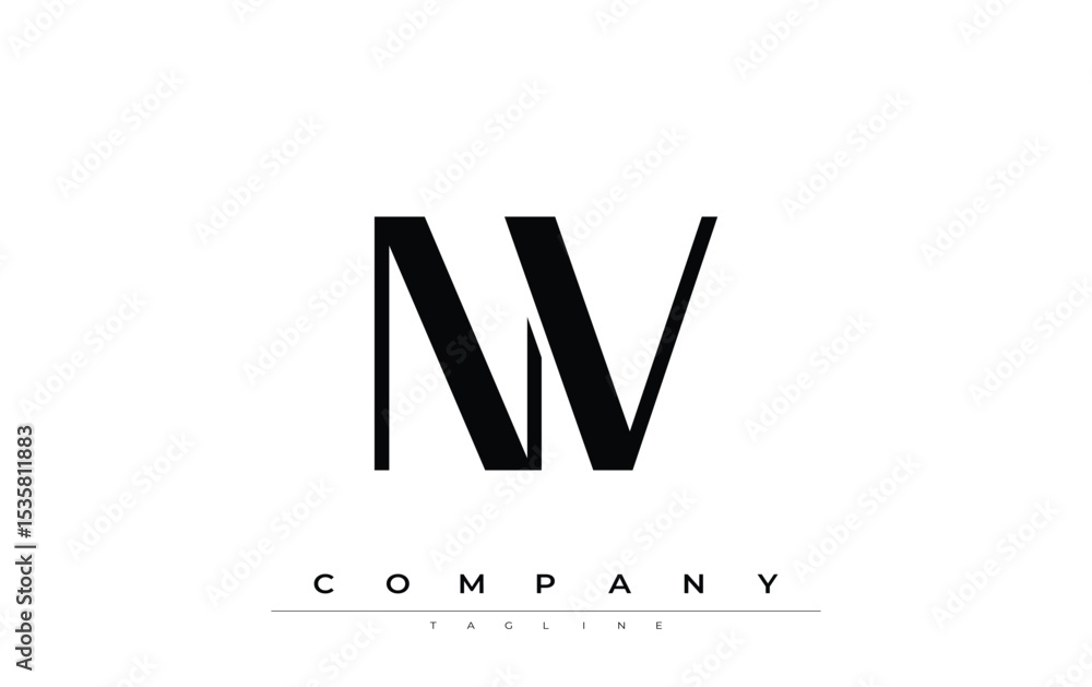 Fototapete nv modern initials logo design. branding logo with stylized initials showcasing bold design and mode