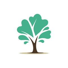 Fototapeta premium Creative Nature Symbol – Tree with Swirl Leaves