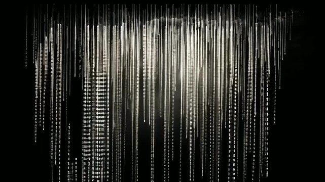 Vertical Display of Binary Code Falling in Dark Environment