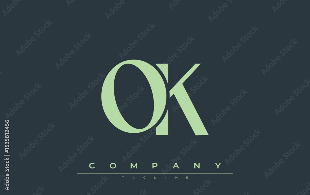Fototapete ok modern initials logo design. branding logo with stylized initials showcasing bold design and mode