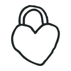 Minimalistic sketch of a heart-shaped fruit with stem and leaf – stock vector icon in line drawing style