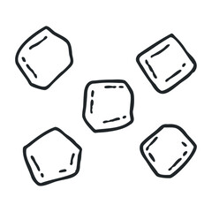 Hand-drawn ice cubes isolated on white background – stock vector icon in line drawing style