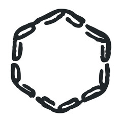 Simple hexagon with chain link design – stock vector icon in line drawing style