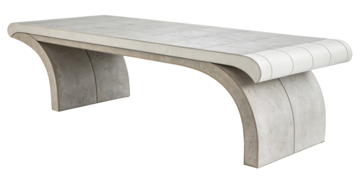 Curved Concrete Console Table 3D Render, Isolated on Transparent Background, Modern Design, Console Table, 3D Rendering, Furniture