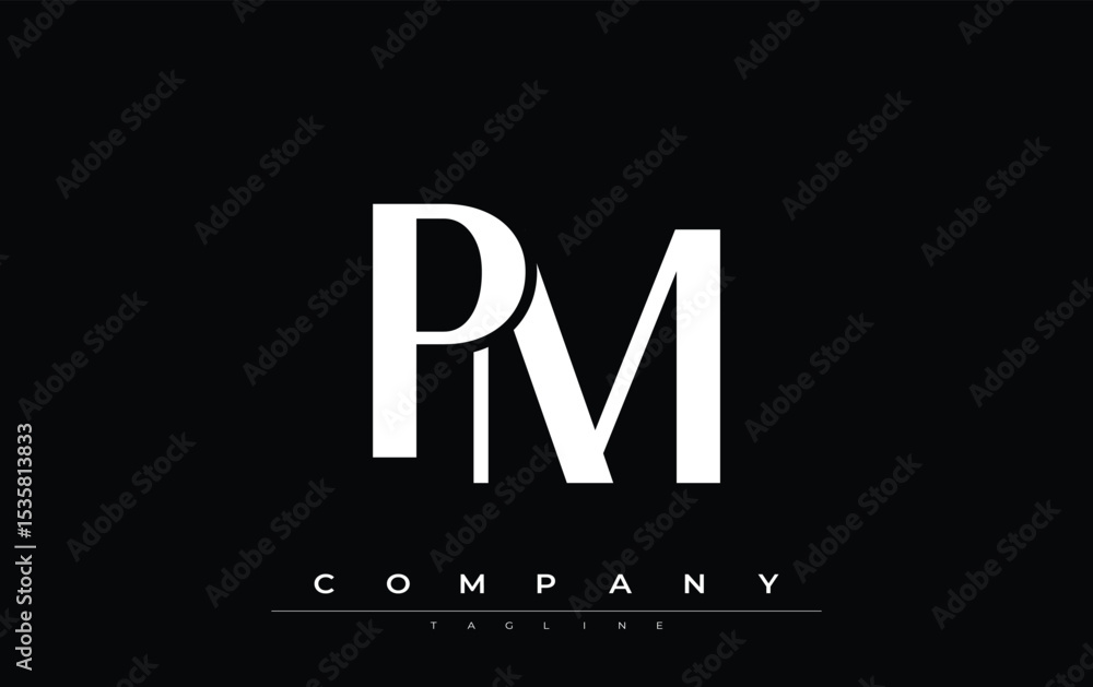 Fototapete pm modern initials logo design. branding logo with stylized initials showcasing bold design and mode
