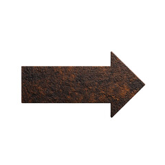 Obraz premium Rusted metal arrow sign pointing to right, isolated on transparency background. texture of metal gives it aged and industrial appearance, suitable for vintage or rustic themes