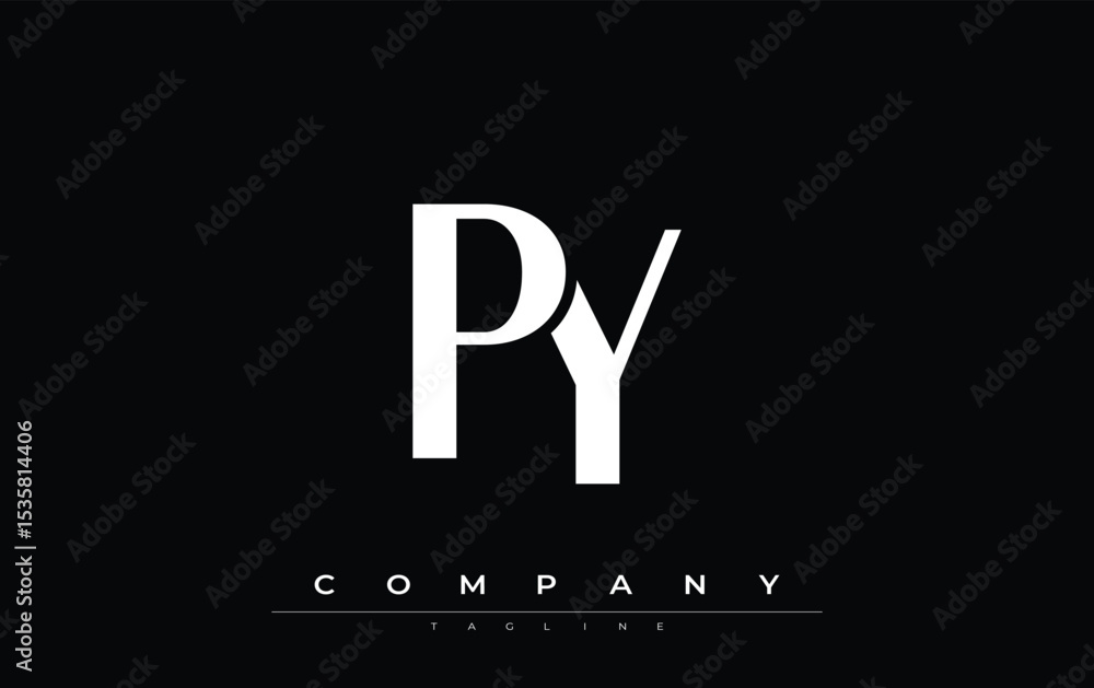 Fototapete PY Modern Initials Logo Design. Branding logo with stylized initials showcasing bold design and modern aesthetic. Ideal for professional business branding or creative projects focusing on minimalistic