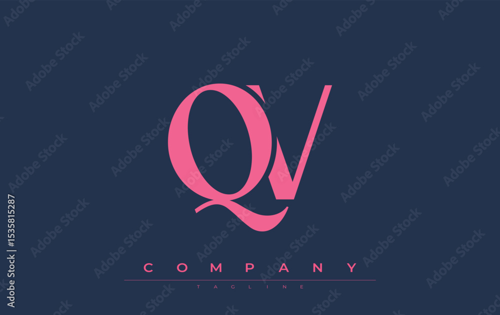 Fototapete qv modern initials logo design. branding logo with stylized initials showcasing bold design and mode