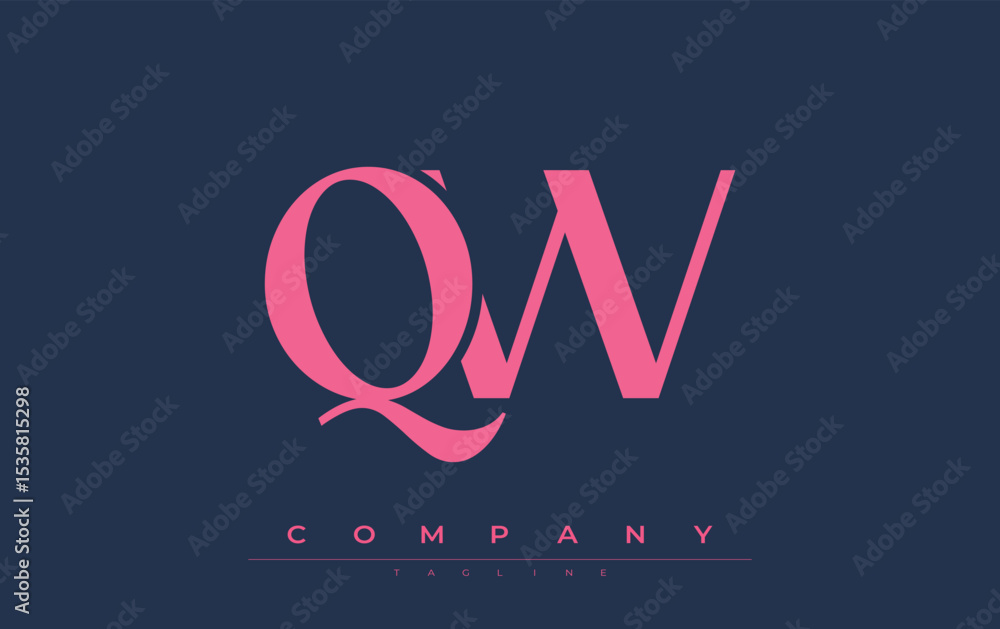 Fototapete QW Modern Initials Logo Design. Branding logo with stylized initials showcasing bold design and modern aesthetic. Ideal for professional business branding or creative projects focusing on minimalistic