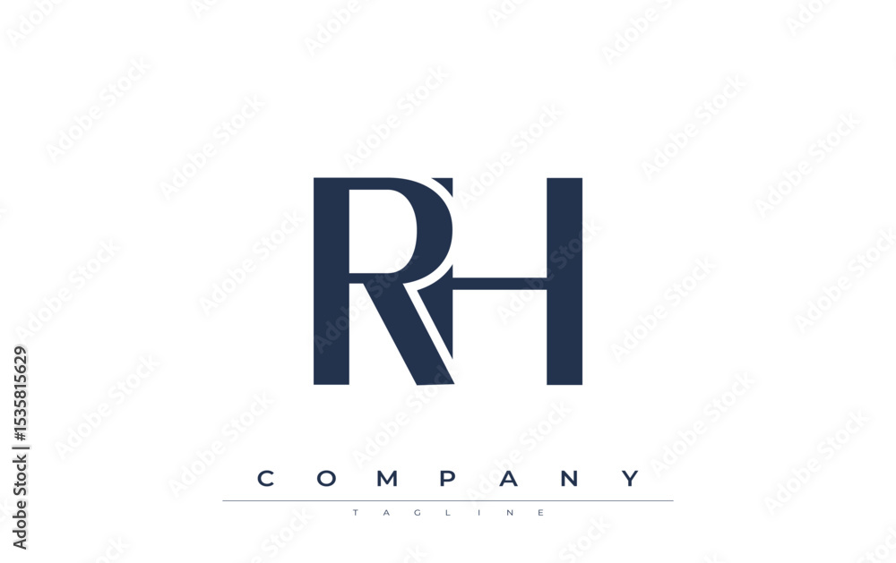 Fototapete rh modern initials logo design. branding logo with stylized initials showcasing bold design and mode