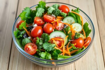 Fresh garden salad in glass bowl