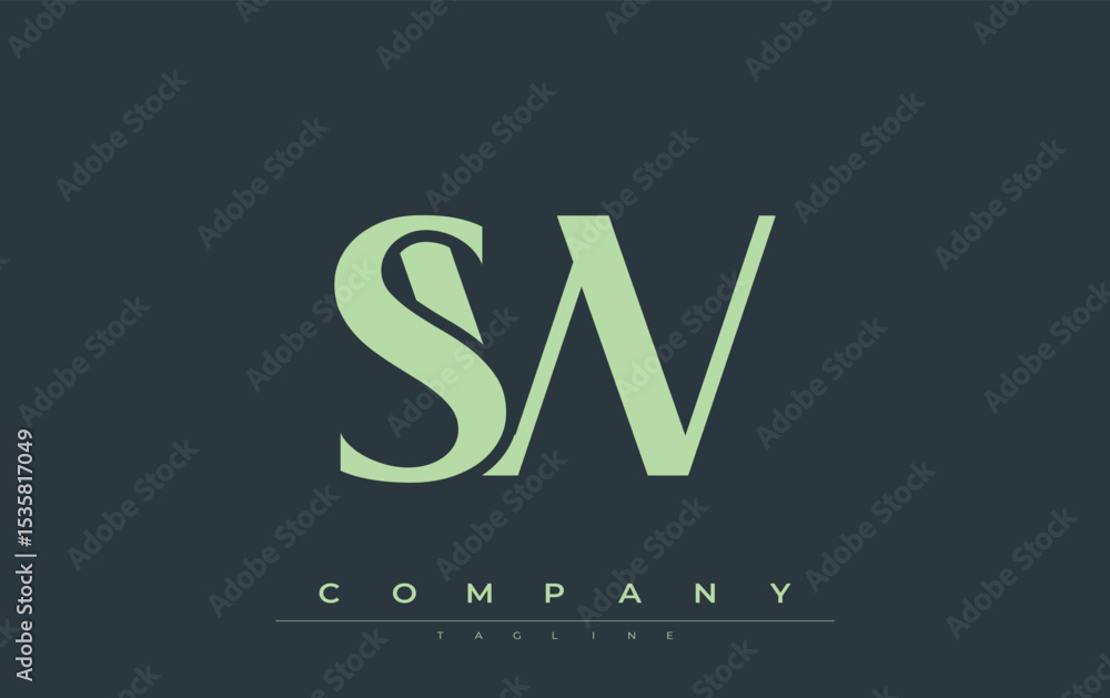 Fototapete sw modern initials logo design. branding logo with stylized initials showcasing bold design and mode