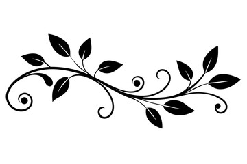 Traditional Style Flat Vector Arabesque Leaf and Vine Border on White Background