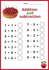 Learning Addition And Subtraction With Fruit Treats
worksheet, 
Practice Early Math Skills With A Taste Pie