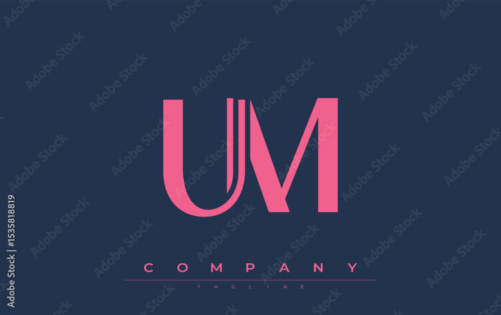 Fototapete UM Modern Initials Logo Design. Branding logo with stylized initials showcasing bold design and modern aesthetic. Ideal for professional business branding or creative projects focusing on minimalistic