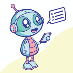 Adorable Robot Assistant  Checking List on Smartphone