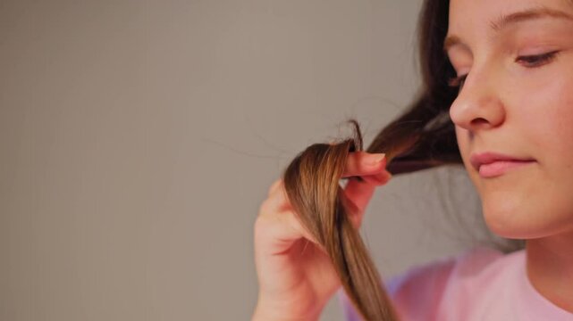 Hair styling tutorial demonstrating braiding techniques with detailed close-ups for beginners