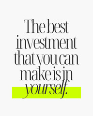 The Best Investment Wall Art – Motivational Printable Quote, Financial Literacy Decor, Digital Wall Poster for Home or Office 