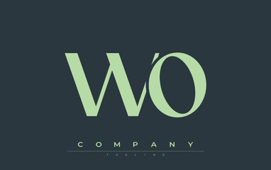 WO Modern Initials Logo Design. Branding logo with stylized initials showcasing bold design and modern aesthetic. Ideal for professional business branding or creative projects focusing on minimalistic