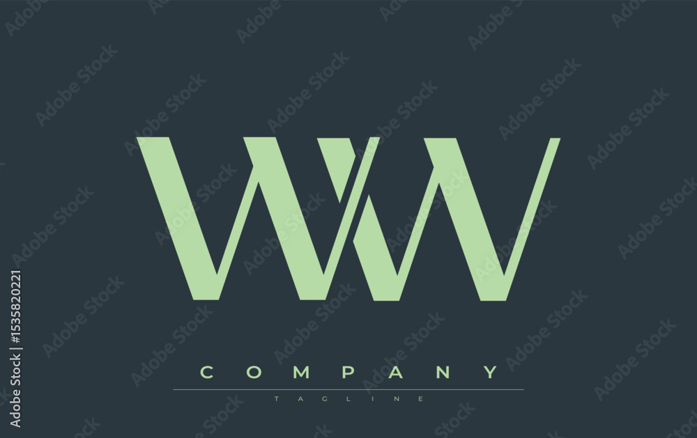 Fototapete ww modern initials logo design. branding logo with stylized initials showcasing bold design and mode