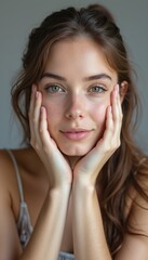 Captivating young woman with radiant skin and expressive eyes