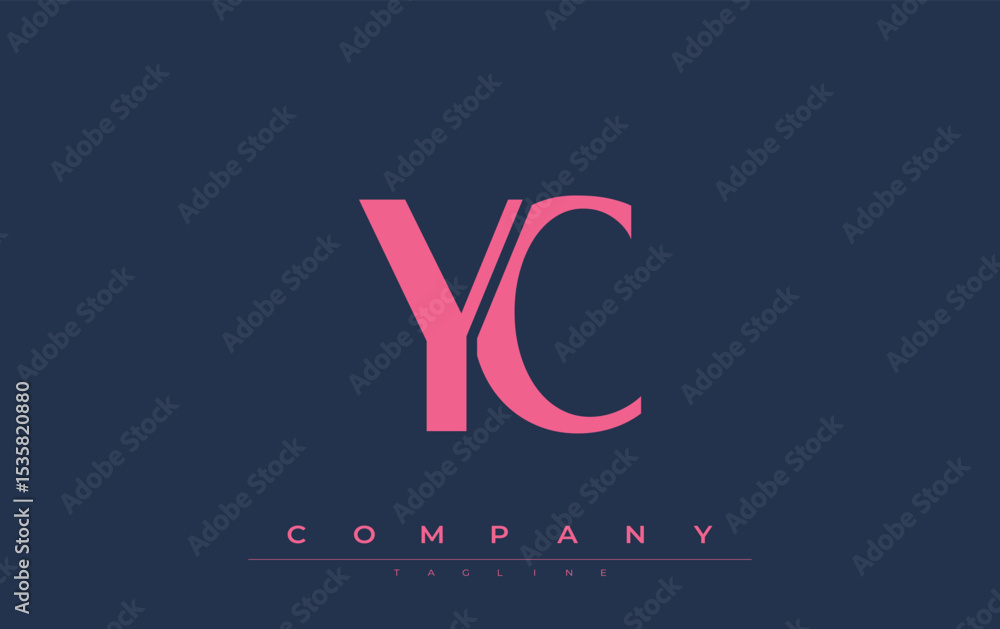 Fototapete yc modern initials logo design. branding logo with stylized initials showcasing bold design and mode