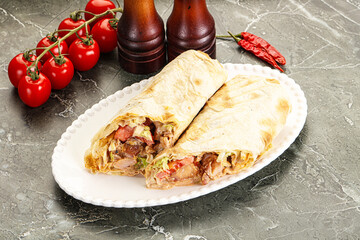 Shawarma with grilled chicken meat