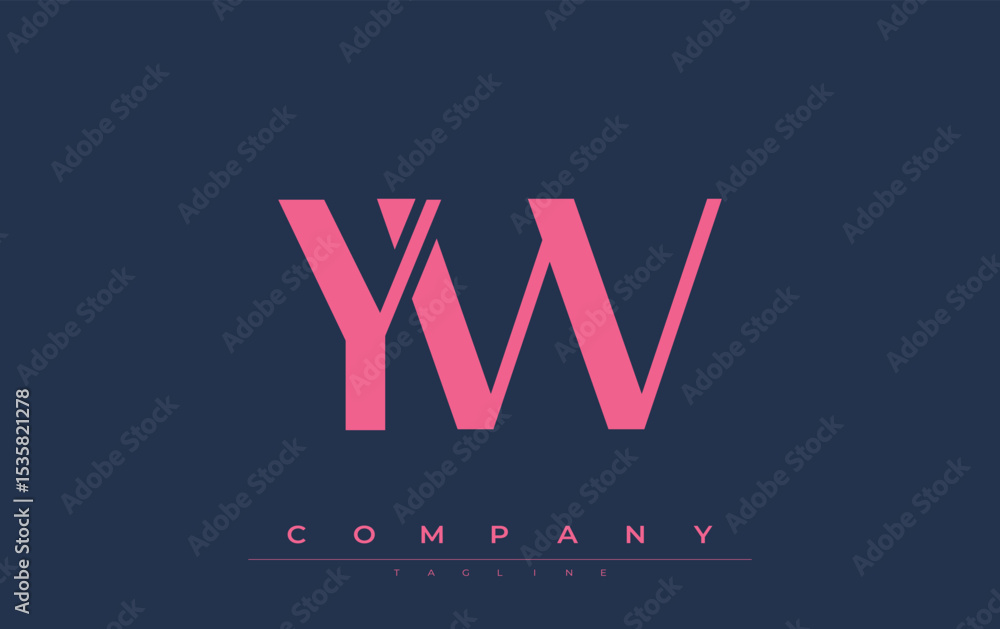 Fototapete YW Modern Initials Logo Design. Branding logo with stylized initials showcasing bold design and modern aesthetic. Ideal for professional business branding or creative projects focusing on minimalistic