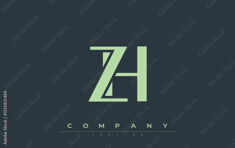 Fototapete zh modern initials logo design. branding logo with stylized initials showcasing bold design and mode