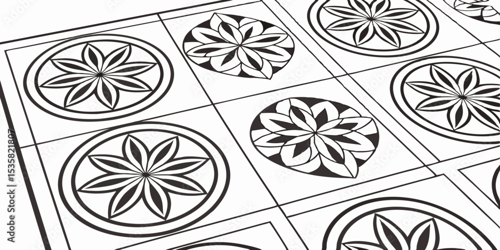 Poster geometric floral pattern design with transparent background suitable for decorative and creative des