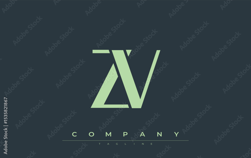 Fototapete zv modern initials logo design. branding logo with stylized initials showcasing bold design and mode