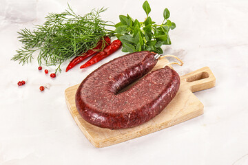 Delicious dry cured beef basturma on table, closeup