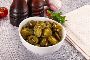 Sliced pickled jalapeno spicy pepper