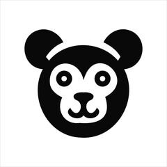 Playful monkey face silhouette design in black and white suitable for various applications