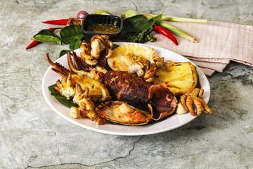 Asian grilled seafood mix plate