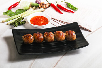 Thai grilled round skewer satay