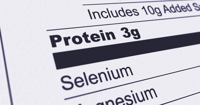 Nutrition Facts Label with Calcium, content line highlighted, information of Ca - calcium element content in product, footage