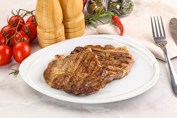 Grilled pork neck sirloin steak