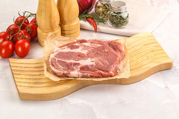 Raw pork neck steak sirloin
