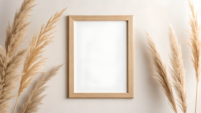 Mockup of inspirational quote in Scandinavian frame, set on neutral wall with pampas grass decor
 - Powered by Adobe