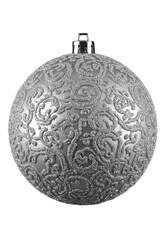 Fototapeta premium Silver Christmas Ball isolated on transparent background, Christmas Decoration Ball PNG 