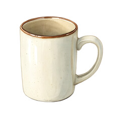 Beige Ceramic Coffee Mug isolated on a transparent background